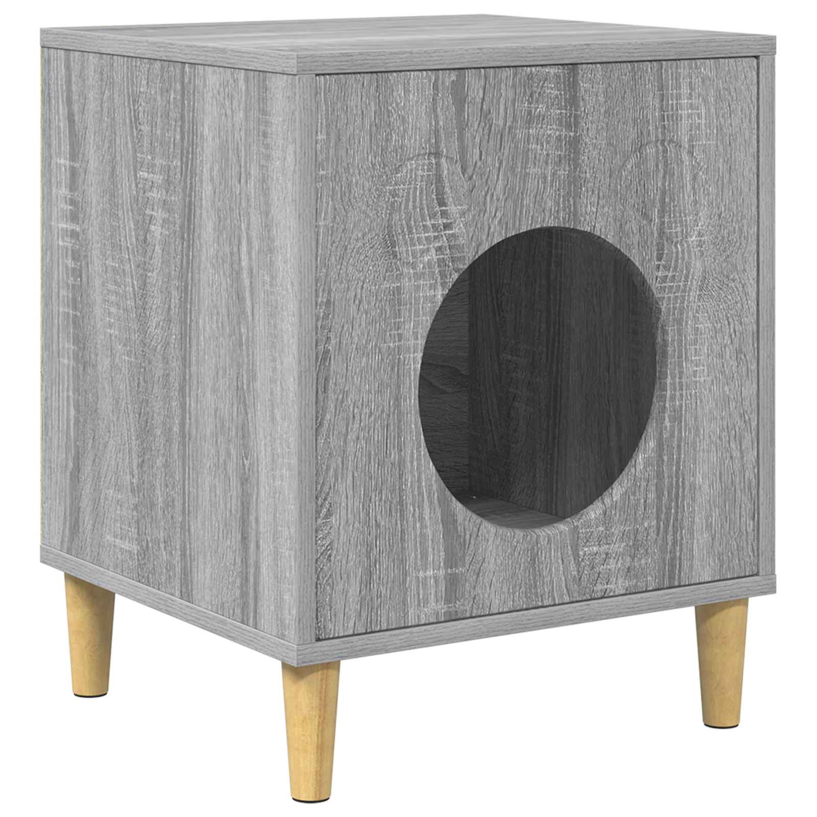 vidaXL Cat House Grey Sonoma 42.5 x 40 x 53 cm Engineered Wood 2