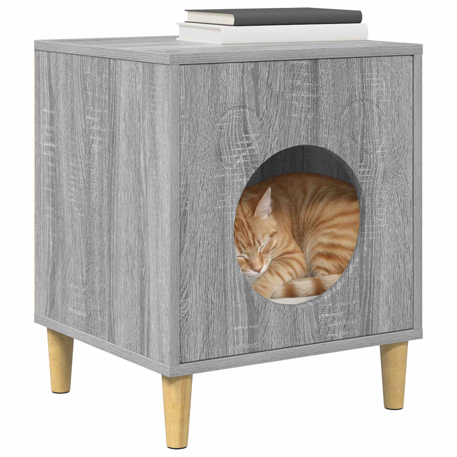 vidaXL Cat House Grey Sonoma 42.5 x 40 x 53 cm Engineered Wood 3