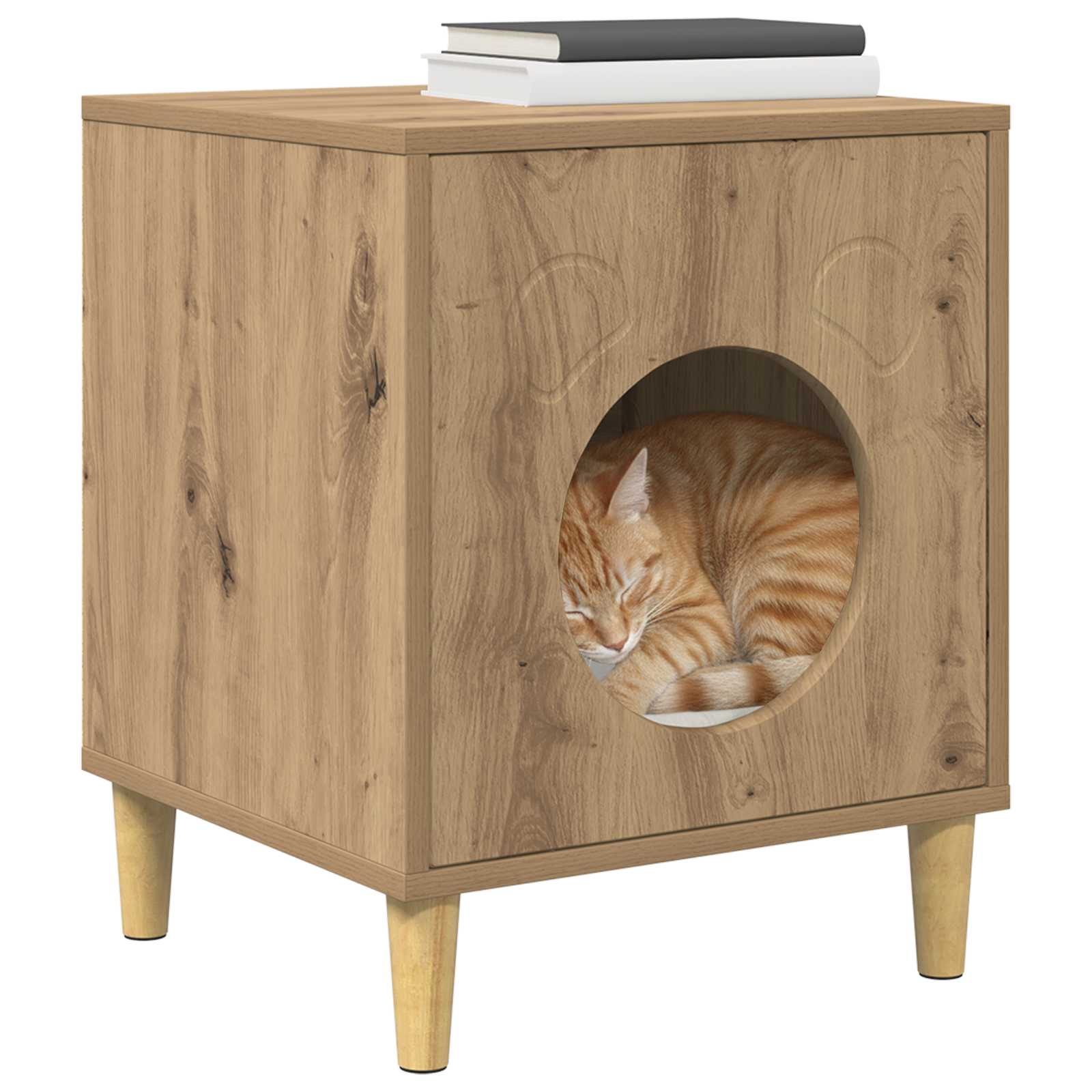 vidaXL Cat House Artisian Oak 42.5 x 40 x 53 cm Engineered Wood 3