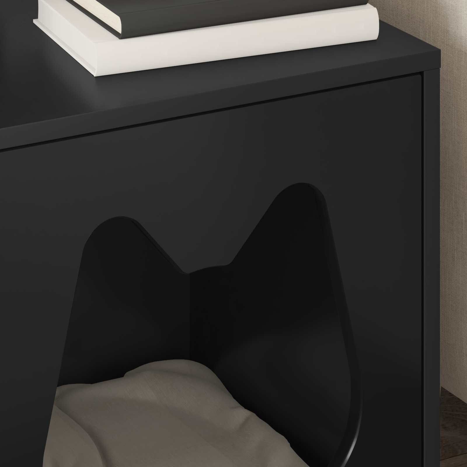 vidaXL Cat House Black 42.5 x 40 x 53.5 cm Engineered Wood 4