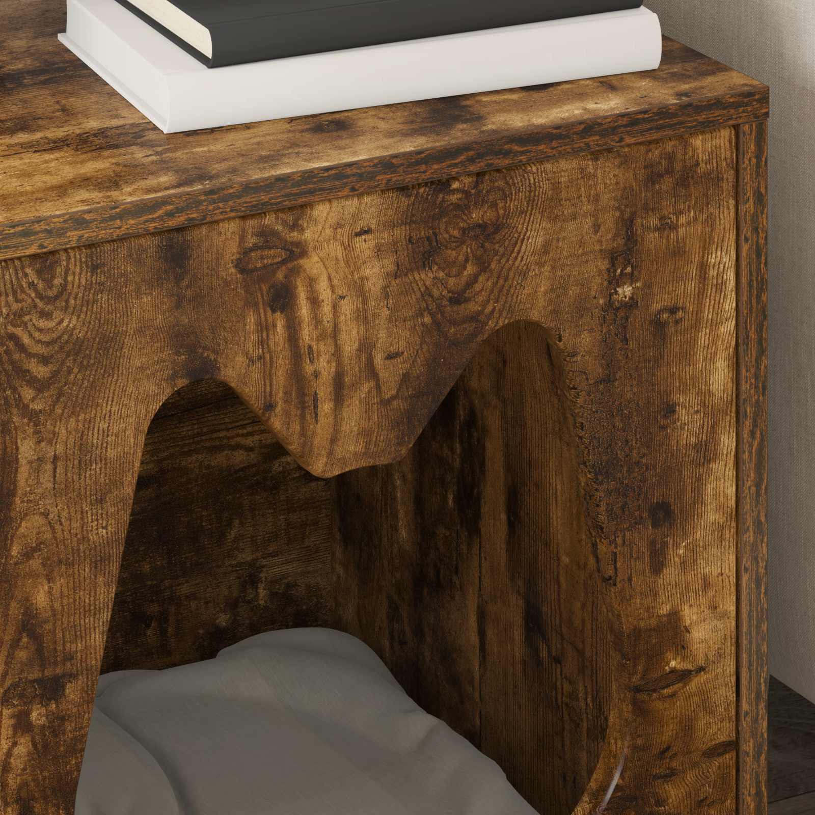 vidaXL Cat House Smoked Oak 42.5 x 40 x 53.5 cm Engineered Wood 4