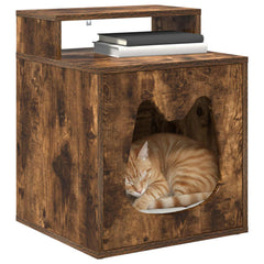 vidaXL Cat House Smoked Oak 42.5 x 40 x 53.5 cm Engineered Wood 3