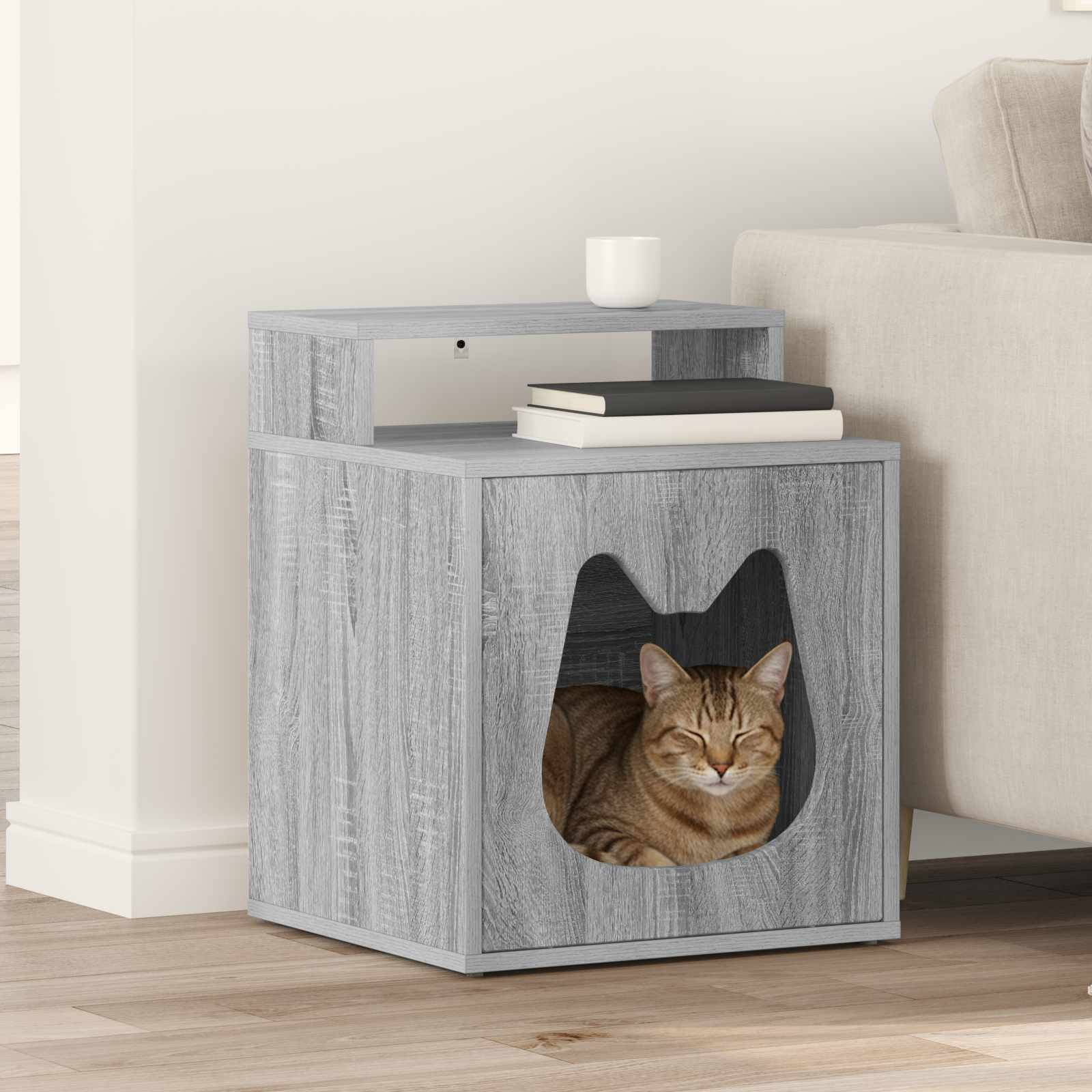 vidaXL Cat House Grey Sonoma 42.5 x 40 x 53.5 cm Engineered Wood 1