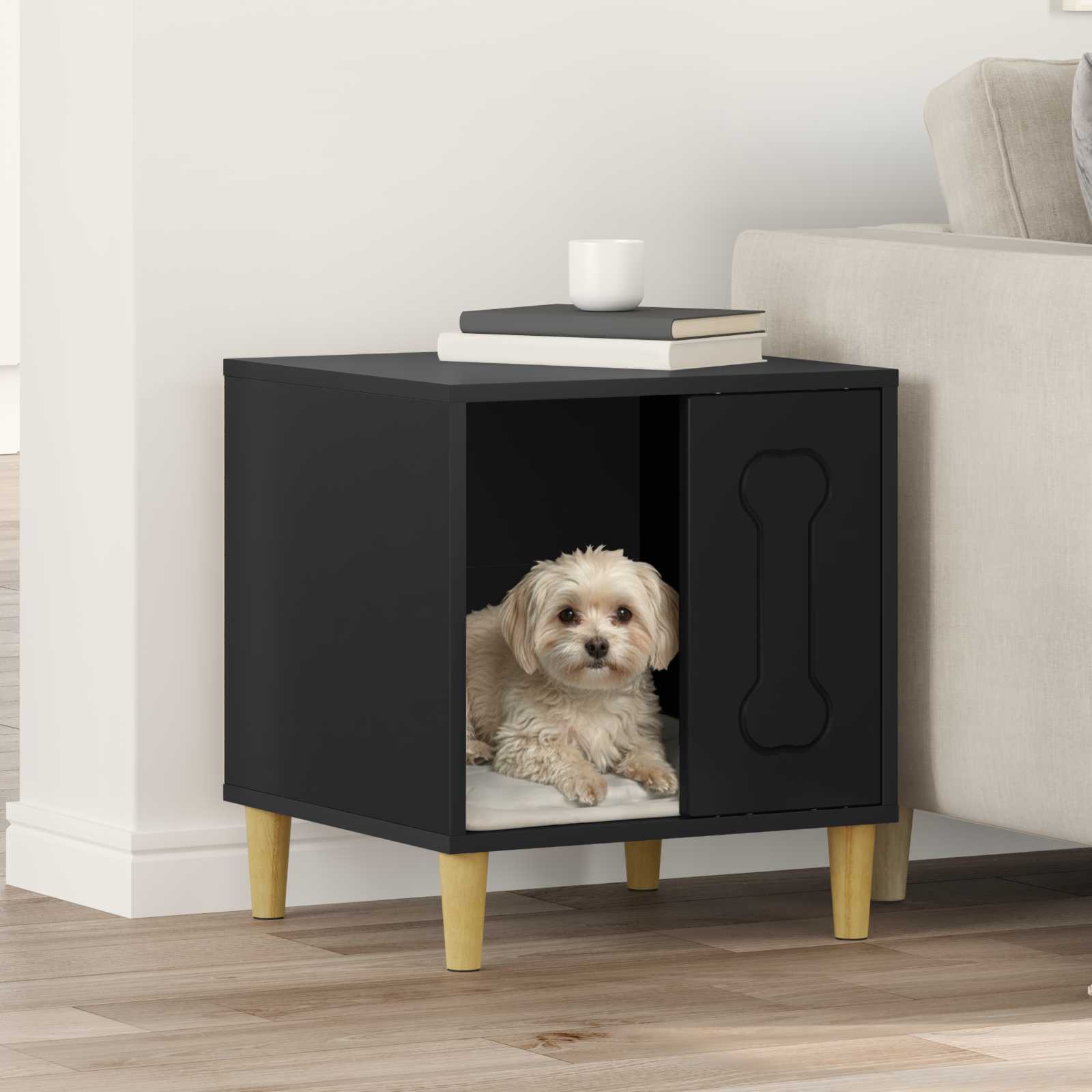 vidaXL Dog House Black 44 x 42 x 49 cm Engineered Wood 1