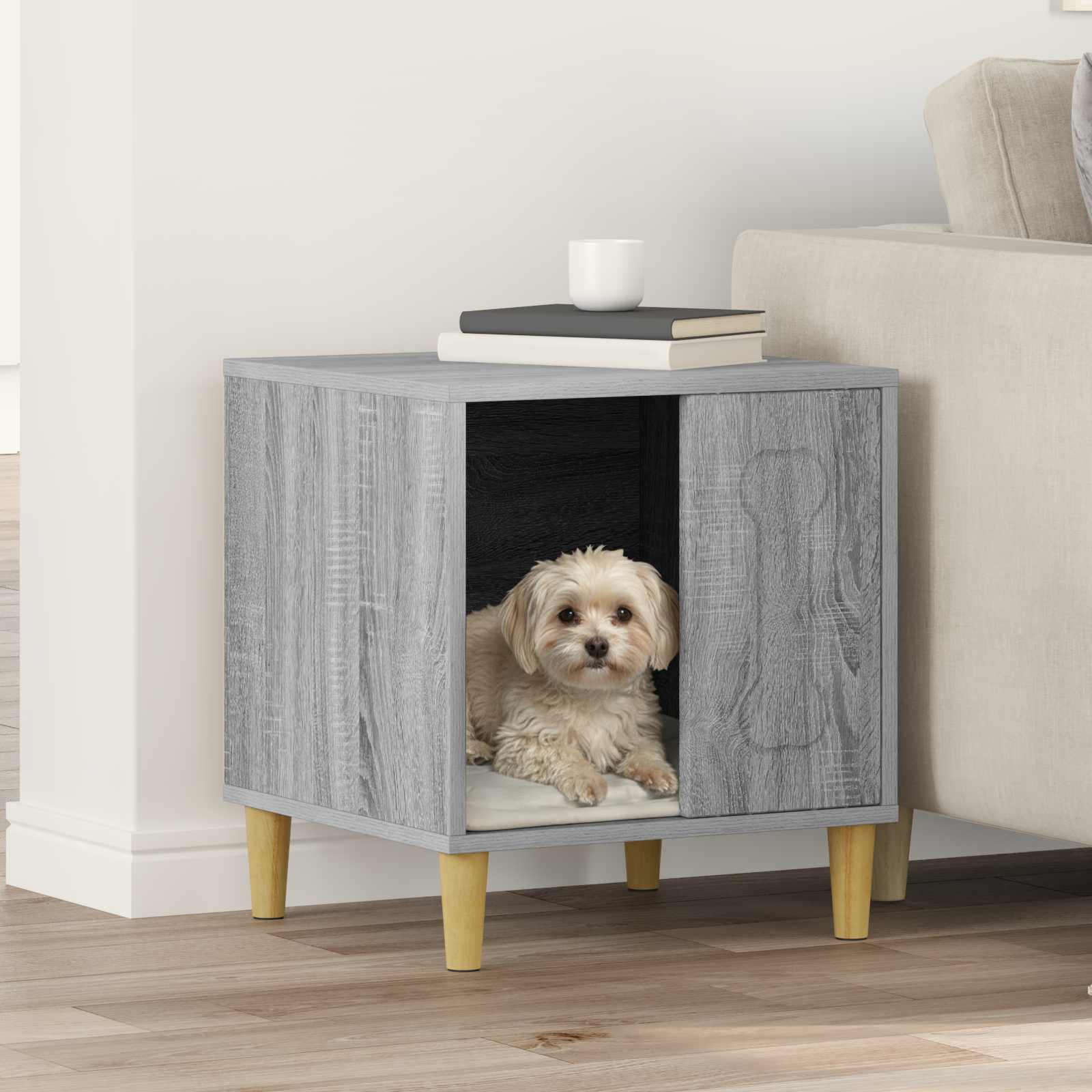 vidaXL Dog House Grey Sonoma 44 x 42 x 49 cm Engineered Wood 1
