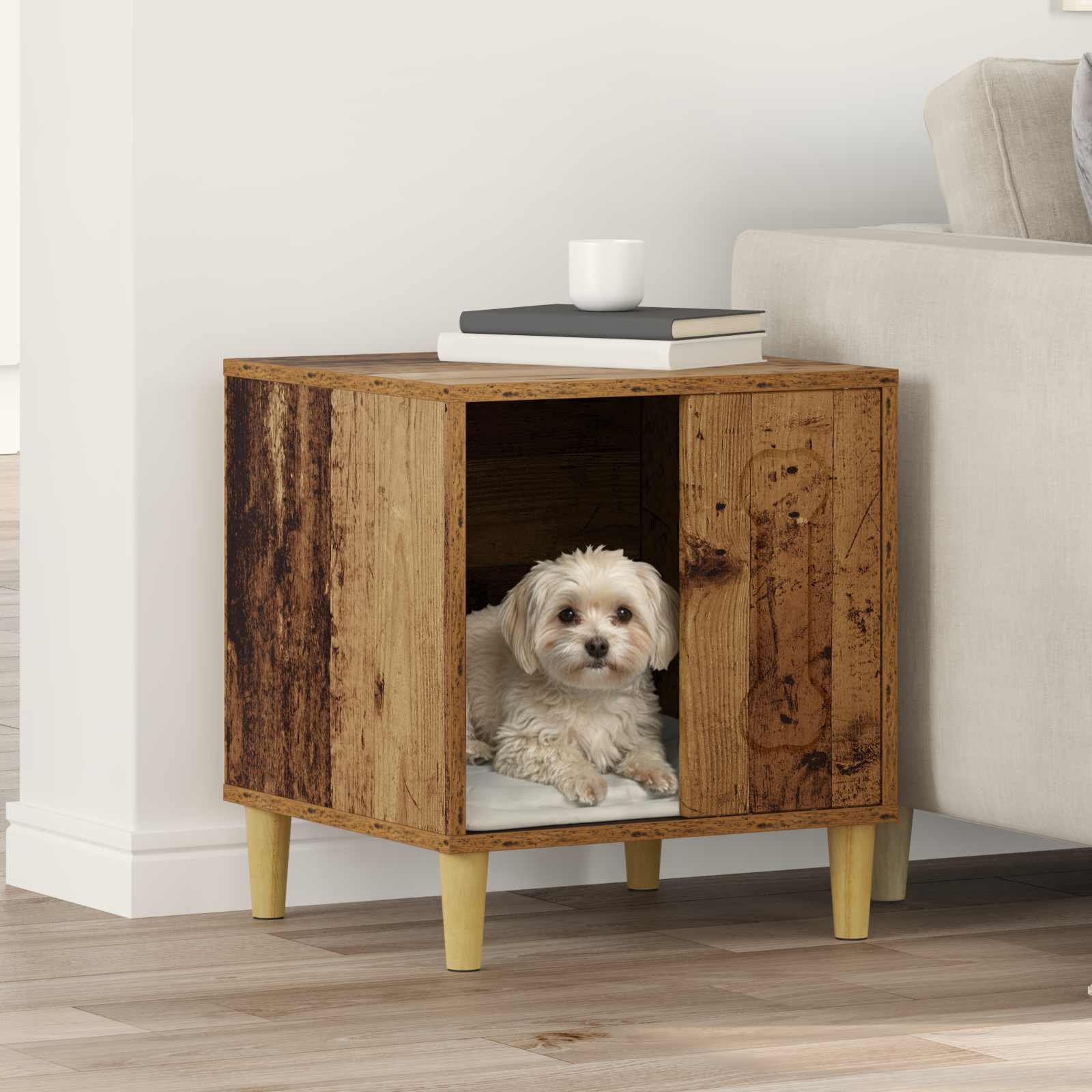 vidaXL Dog House Old Wood 44 x 42 x 49 cm Engineered Wood 1