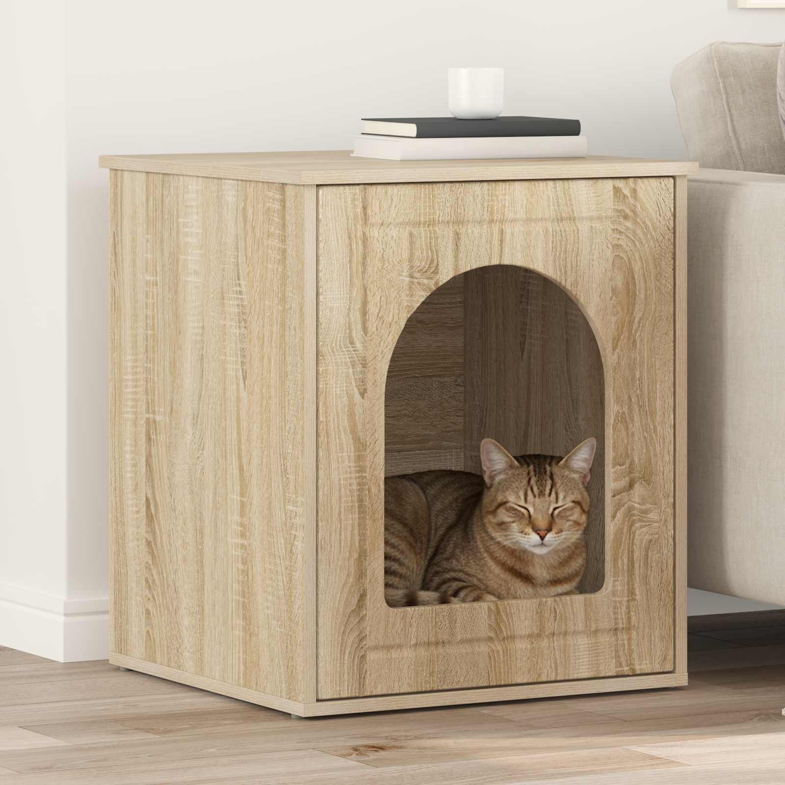 vidaXL Cat House Sonoma 53 x 52 x 62 cm Engineered Wood 1