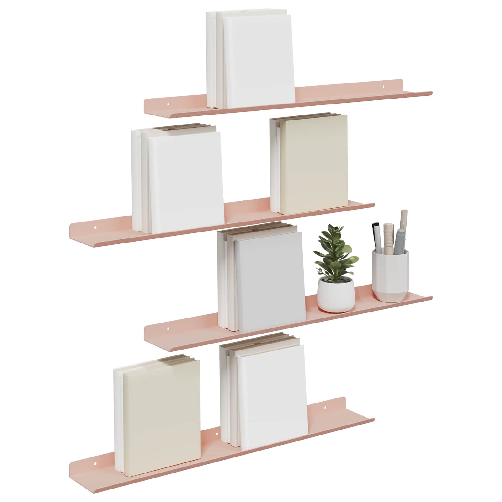 vidaXL Floating Shelf 4 pcs Pink 60 x 8.5 x 2.5 cm Steel 3