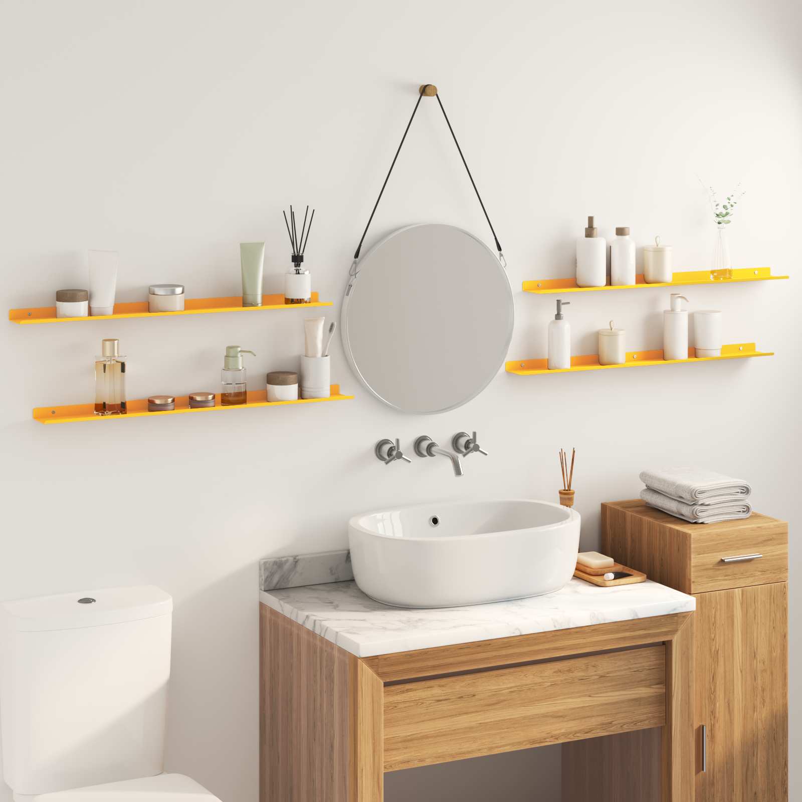 vidaXL Floating Shelf 4 pcs Mustard Yellow 80 x 9 x 2.5 cm Steel 4