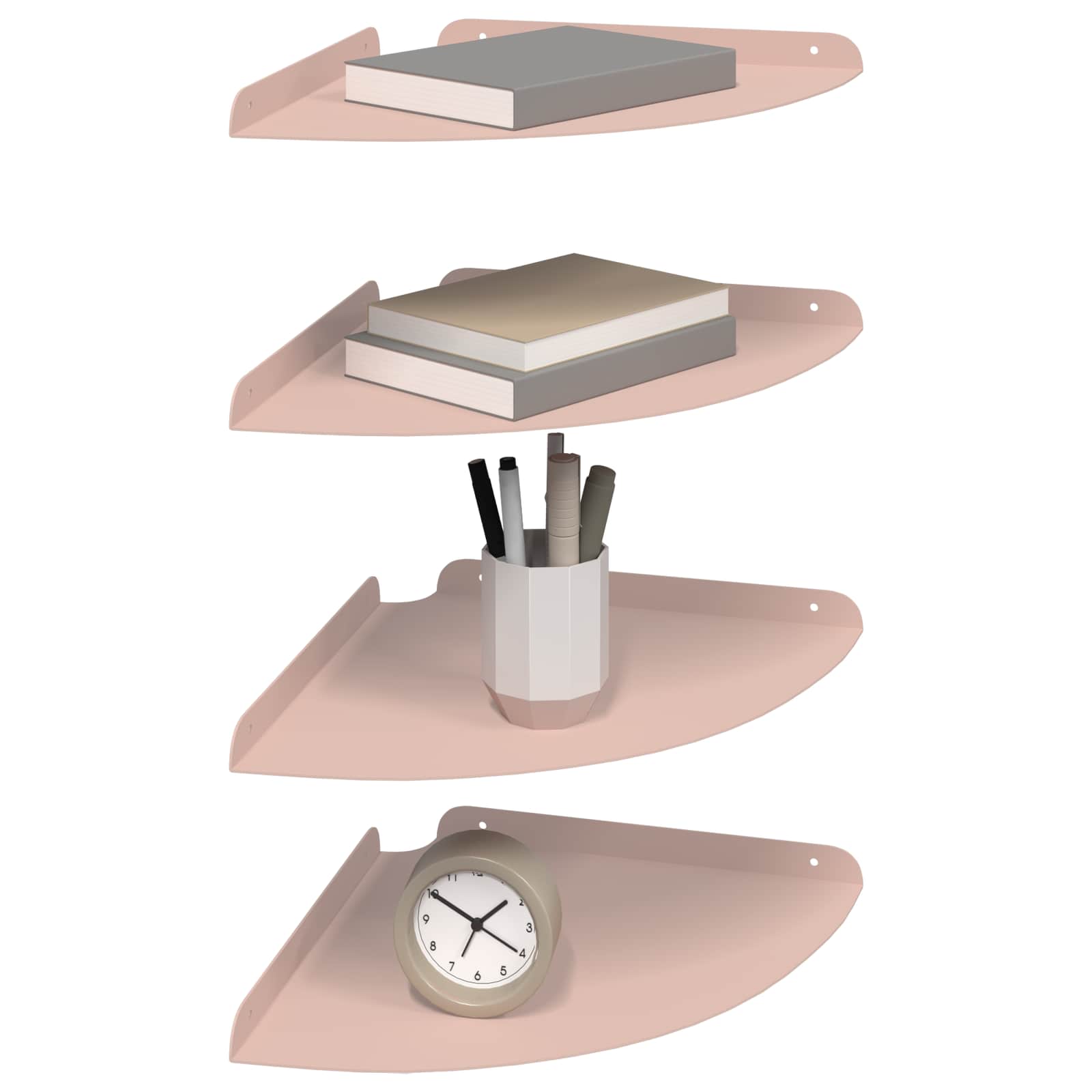 vidaXL Corner Floating Shelf 4 pcs Pink 30 x 30 x 2 cm 3