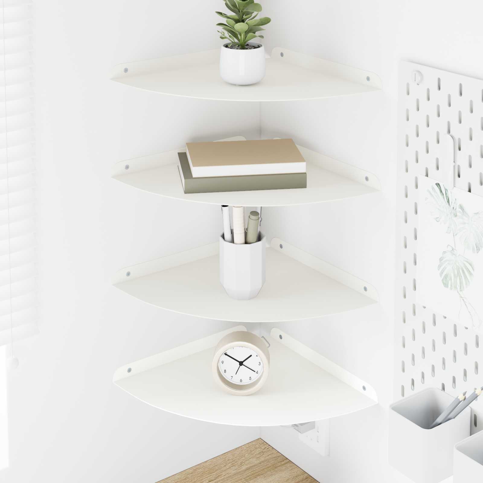 vidaXL Corner Floating Shelf 4 pcs White 30 x 30 x 2 cm 1