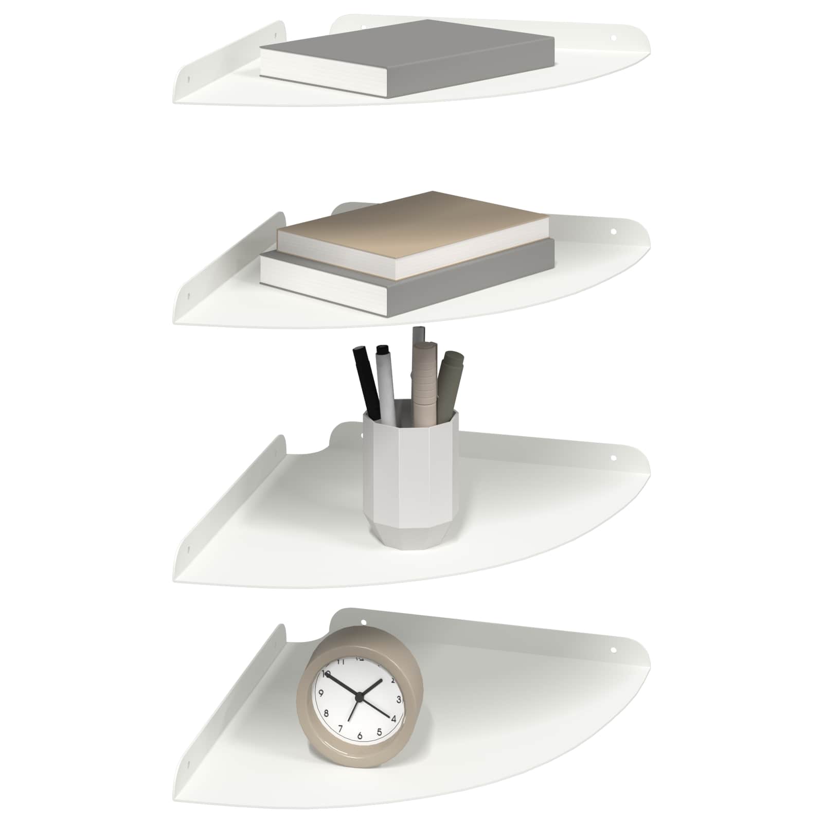 vidaXL Corner Floating Shelf 4 pcs White 30 x 30 x 2 cm 3