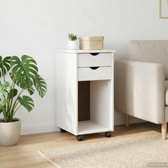 vidaXL Rolling Cabinet 34 x 39 x 65.5 cm Solid Pine Wood White 3