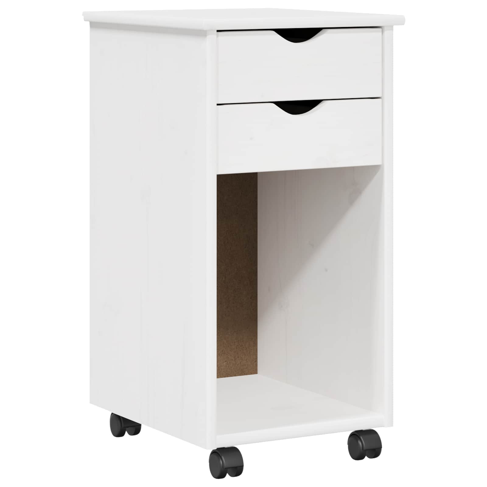 vidaXL Rolling Cabinet 34 x 39 x 65.5 cm Solid Pine Wood White 2
