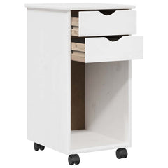 vidaXL Rolling Cabinet 34 x 39 x 65.5 cm Solid Pine Wood White 4