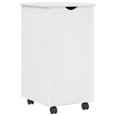 vidaXL Rolling Cabinet White 34 x 39 x 65.5 cm Solid Pine Wood 2