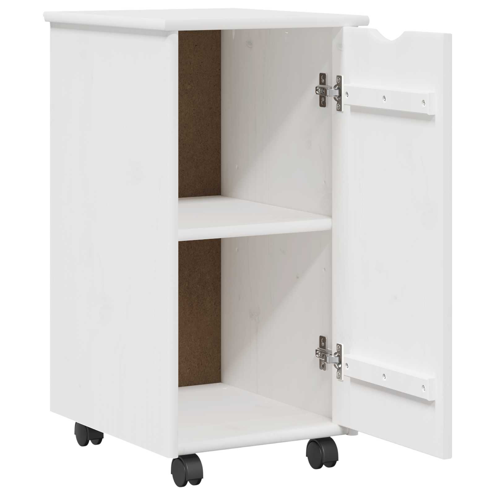 vidaXL Rolling Cabinet White 34 x 39 x 65.5 cm Solid Pine Wood 4