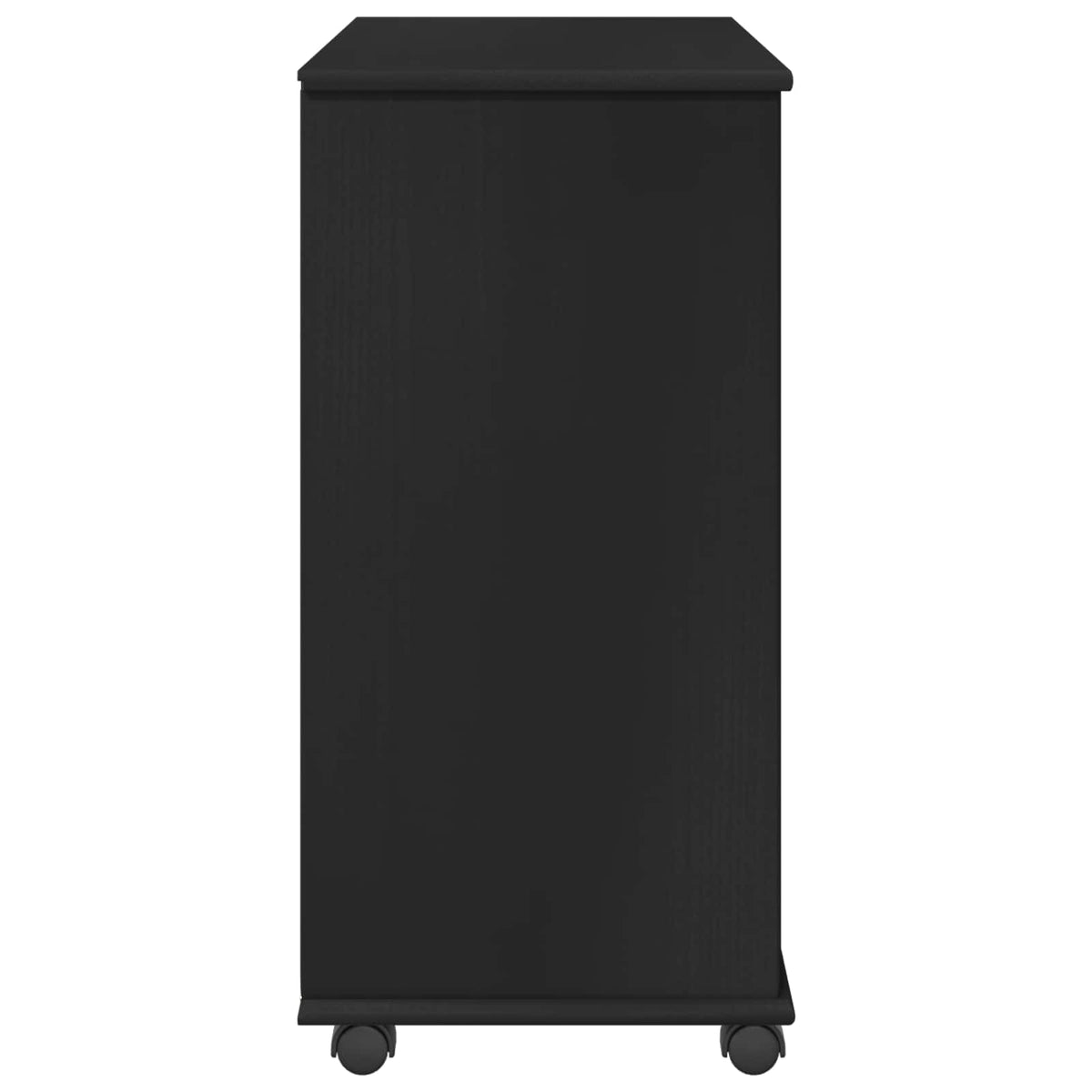Rolling Cabinet Solid Pine Wood Black, image 6