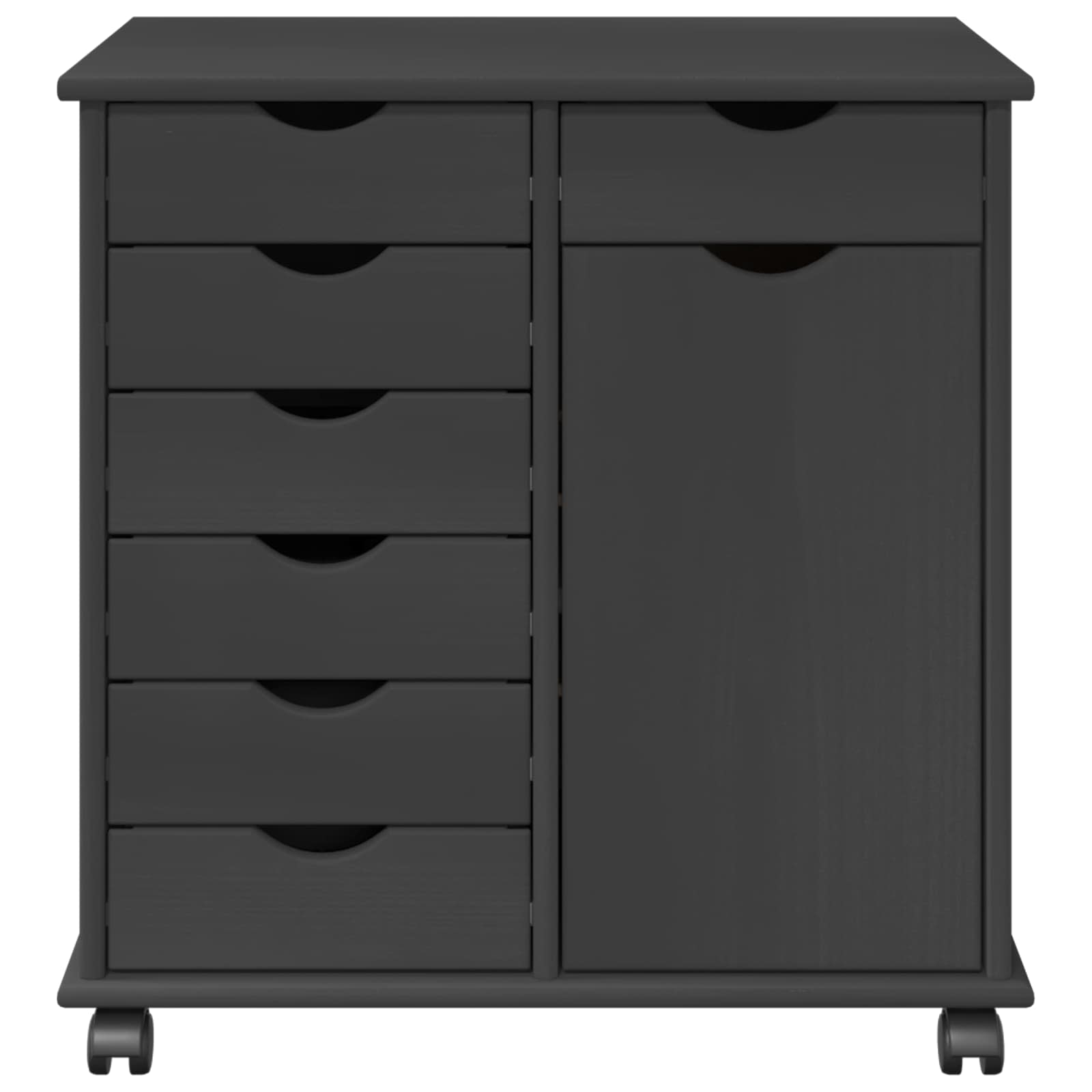 vidaXL Rolling Cabinet 63.5 x 39 x 65.5 cm Solid Pine Wood Grey 5
