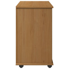 vidaXL Rolling Cabinet 63.5 x 39 x 65.5 cm Solid Pine Wood Honey Brown 6