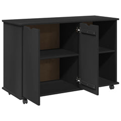 Rolling Cabinet Black Solid Pine Wood, image 4