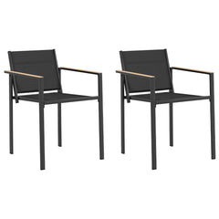vidaXL Garden Chairs 2 pcs Black and Anthracite Textilene Fabric 2