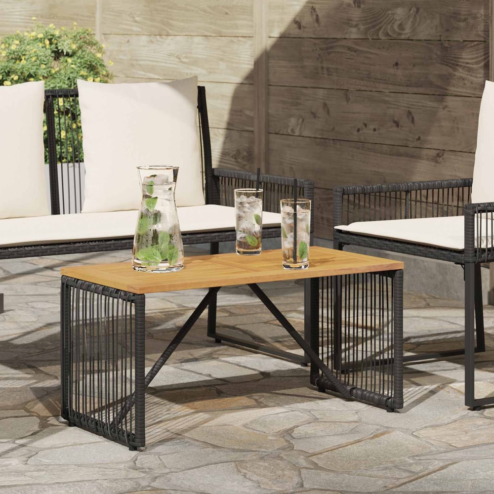 Outdoor Table and Brown 80 x 40 x 40 cm Poly Rattan Black
