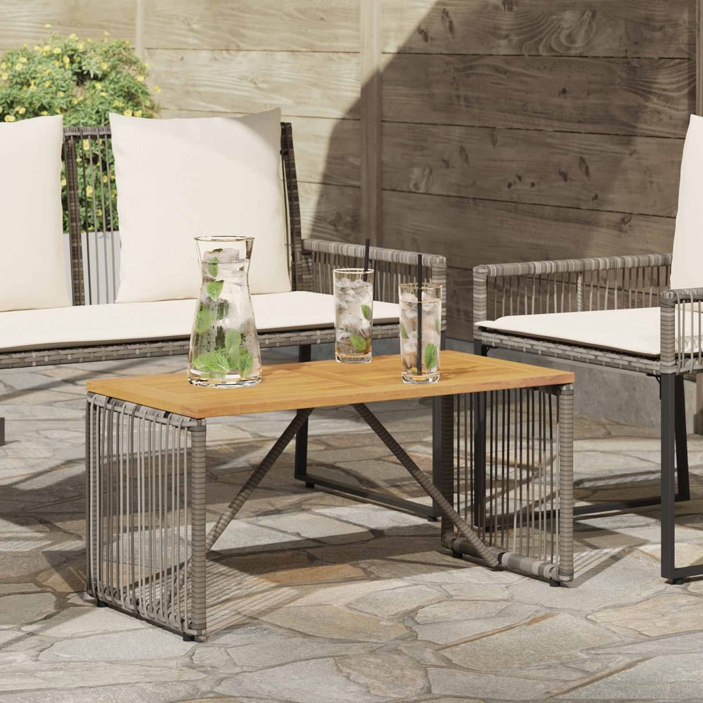 Outdoor Table and Brown 80 x 40 x 40 cm Poly Rattan Grey