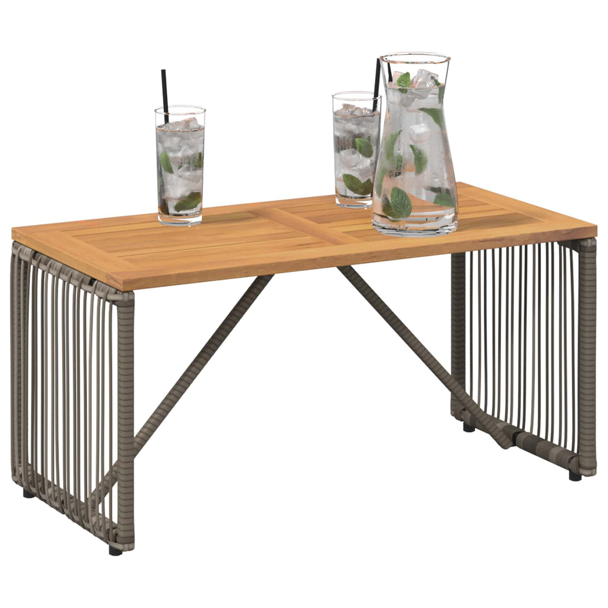 Outdoor Table and Brown 80 x 40 x 40 cm Poly Rattan Grey