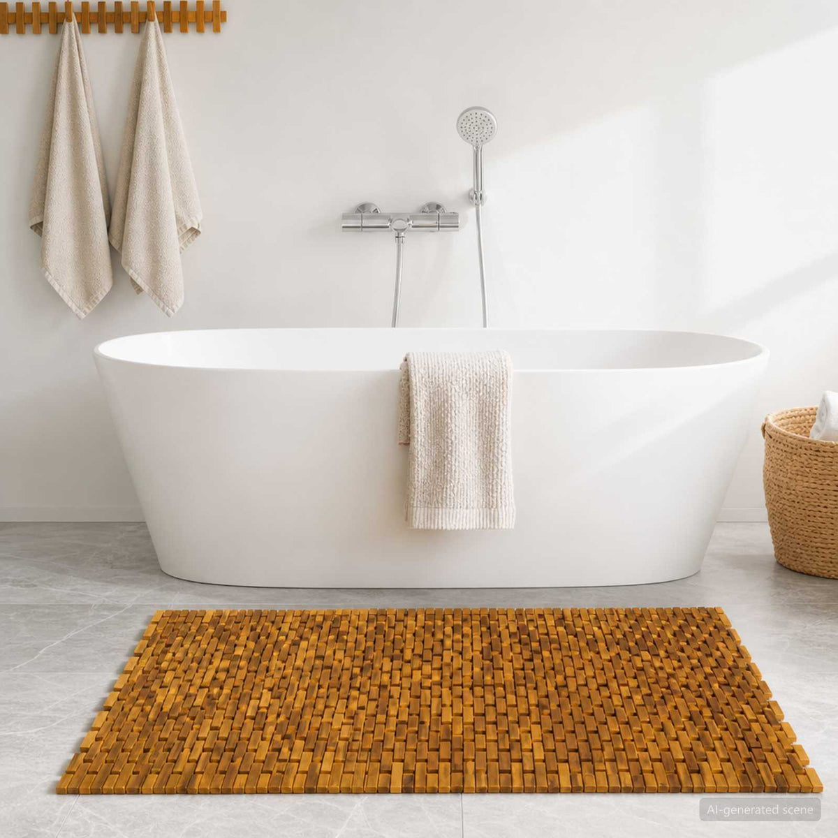 vidaXL Bath Mats Natural 55 x 80 cm Solid Acacia Wood