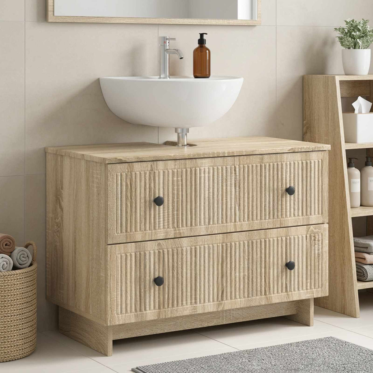 Bathroom Sink Cabinet EDE 82 x 41x 59 cm Sonoma oak