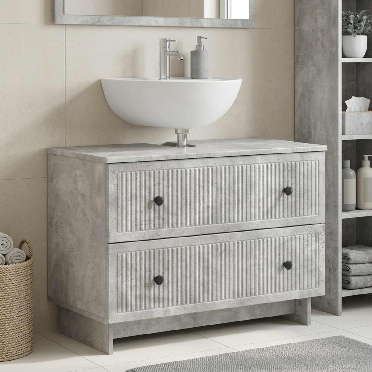 Bathroom Sink Cabinet EDE 82 x 41x 59 cm Concrete grey