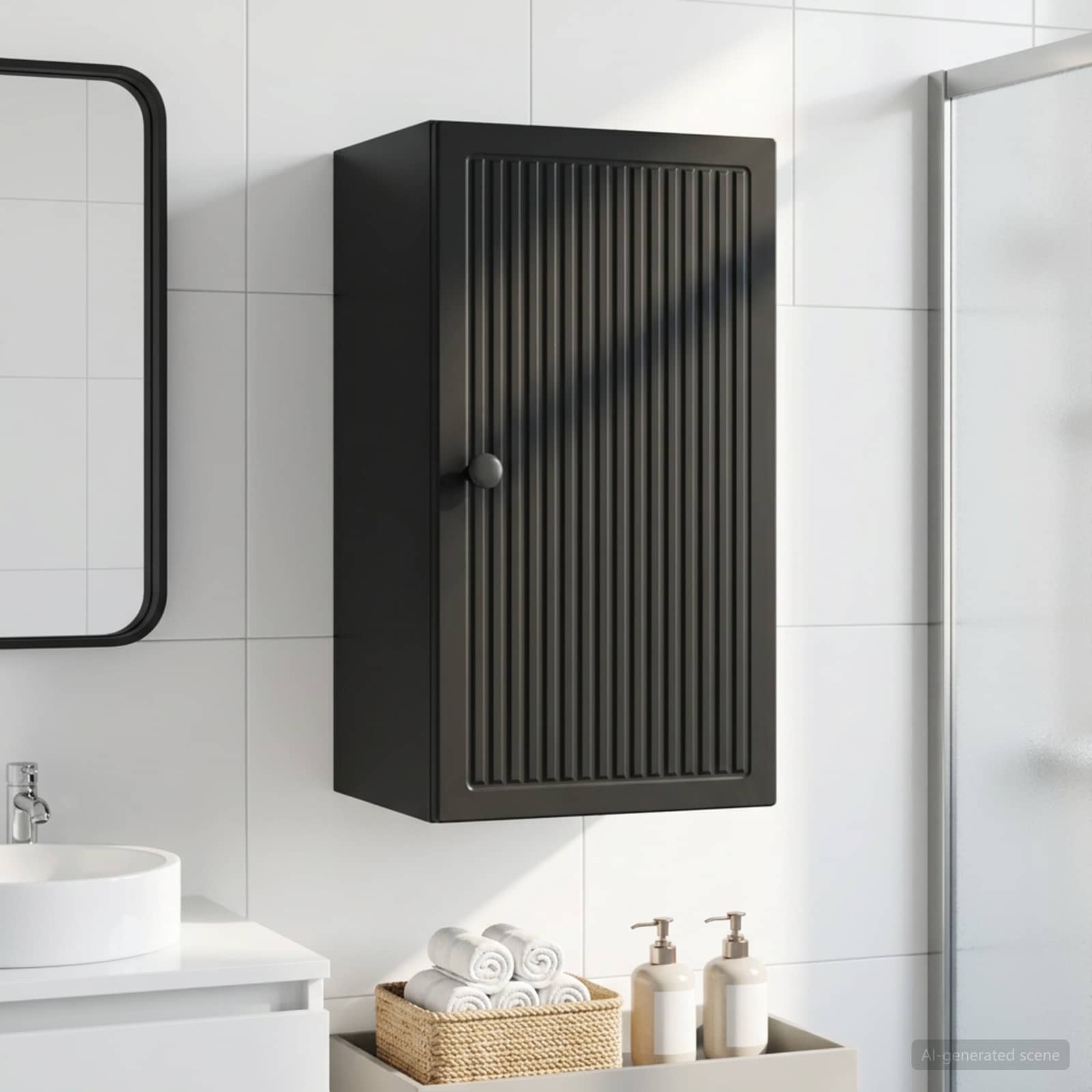 vidaXL Bathroom Wall Cabinet EDE Black 30 x 31 x 59 cm Engineered Wood 1