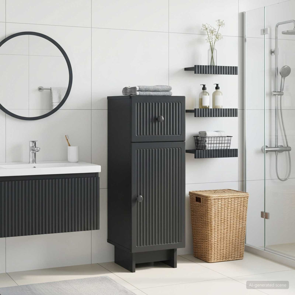 Bathroom Storage Cainet EDE 30 x 31 x 80 cm Black