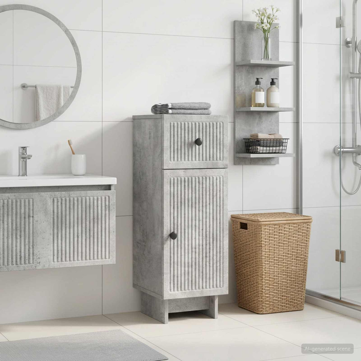 Bathroom Storage Cainet EDE 30 x 31 x 80 cm Concrete grey