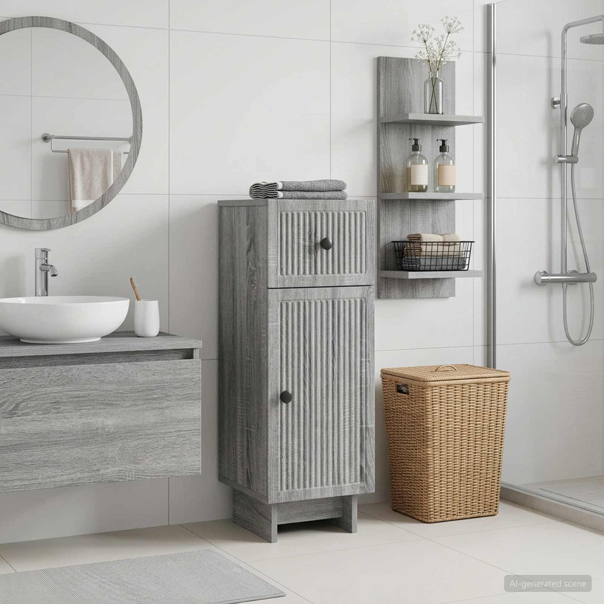Bathroom Storage Cainet EDE 30 x 31 x 80 cm Grey sonoma