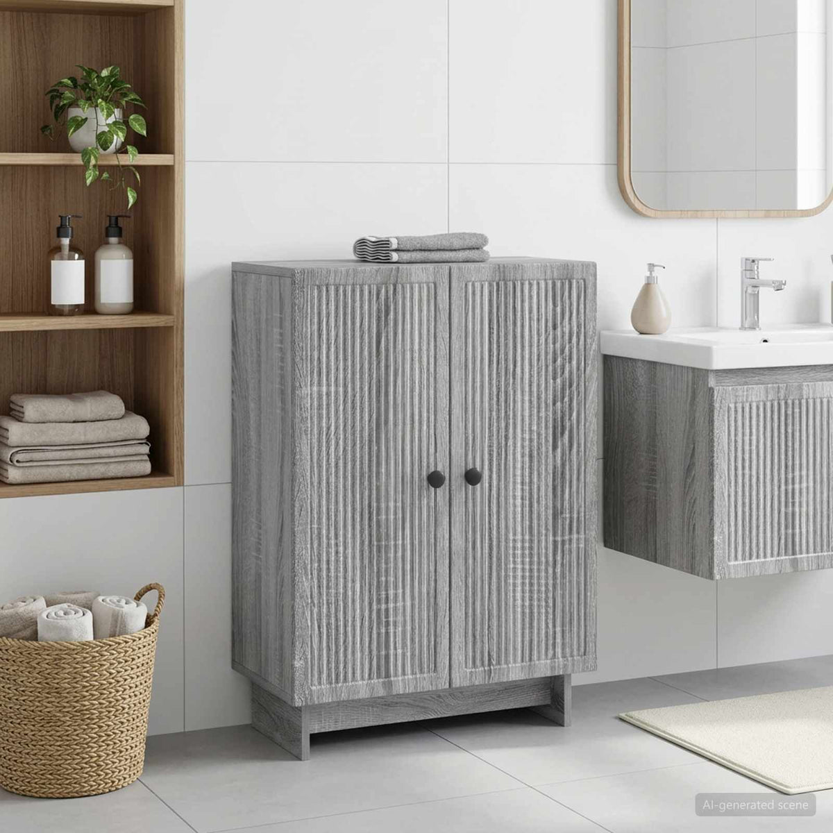 Bathroom Storage Cainet EDE 59.5 x 31 x 80 cm Grey sonoma