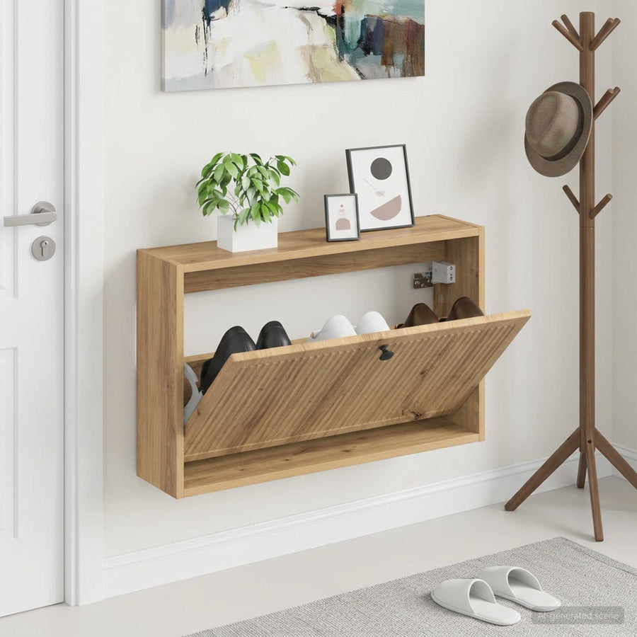 Wall-Mounted Shoe Cabinet EDE 71 x 17 x 43 cm Engineered Wood Artisan oak