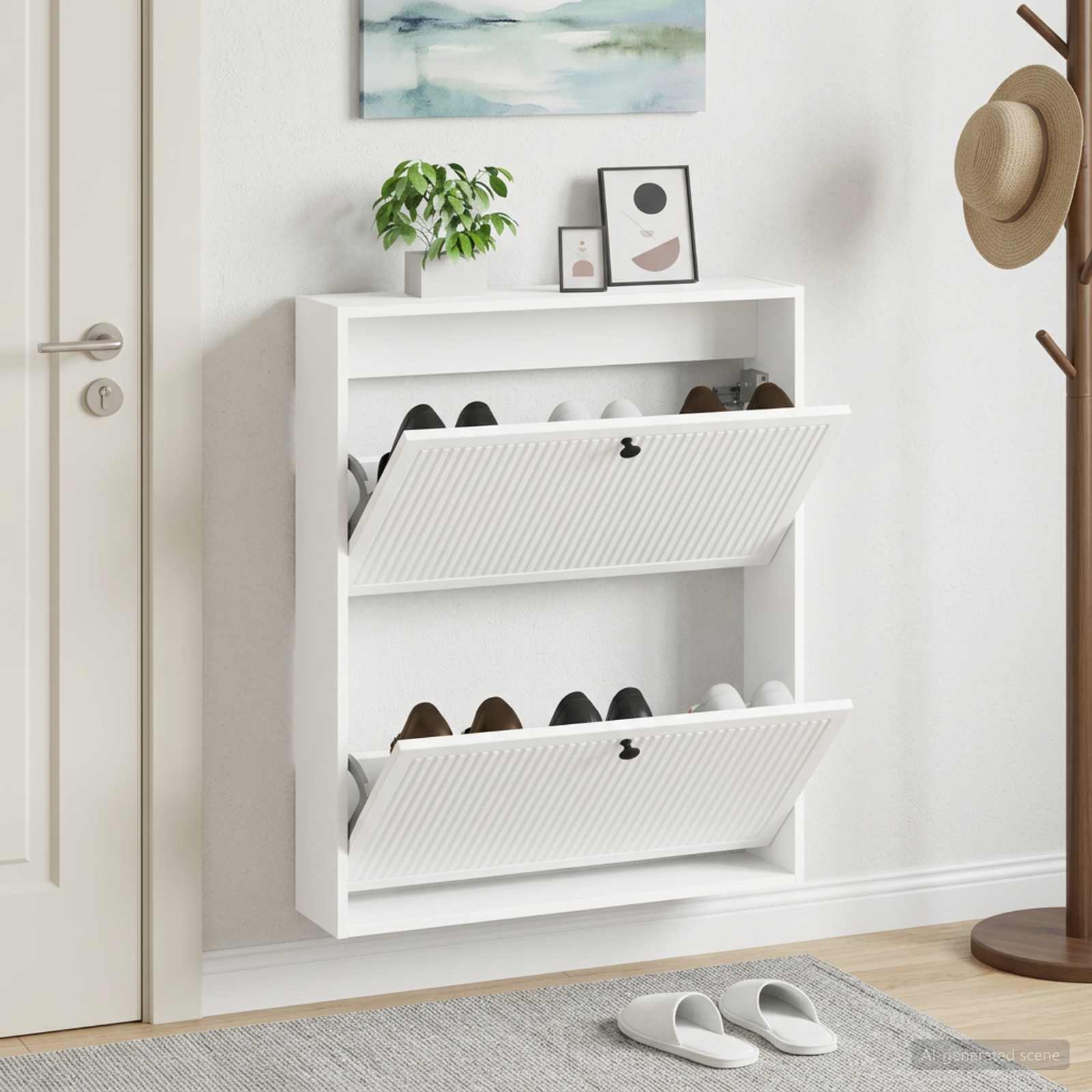 vidaXL Wall-Mounted Shoe Cabinet EDE 71 x 17 x 86 cm Engineered Wood 1