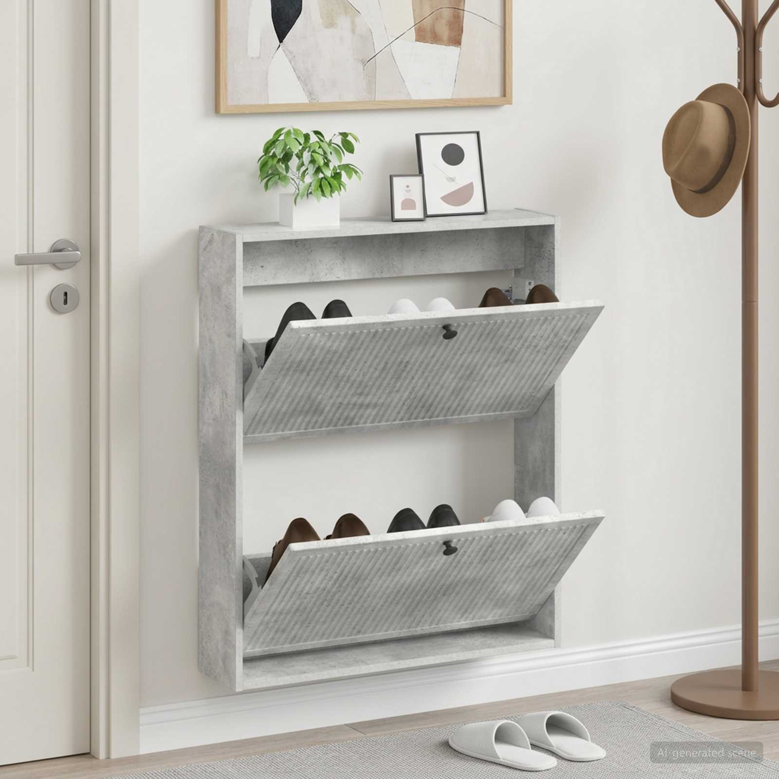vidaXL Wall-Mounted Shoe Cabinet EDE 71 x 17 x 86 cm Engineered Wood 1