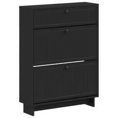 vidaXL Shoe Cabinet EDE 78 x 24 x 103 cm Engineered Wood Black 2