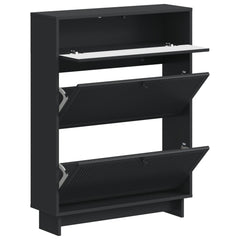vidaXL Shoe Cabinet EDE 78 x 24 x 103 cm Engineered Wood Black 3
