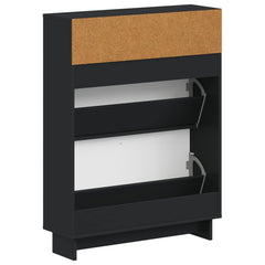 vidaXL Shoe Cabinet EDE 78 x 24 x 103 cm Engineered Wood Black 6