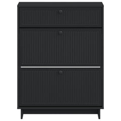 vidaXL Shoe Cabinet EDE 78 x 24 x 103 cm Engineered Wood Black 4