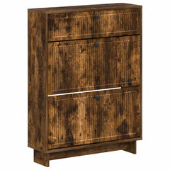 vidaXL Shoe Cabinet EDE 78 x 24 x 103 cm Engineered Wood Smoked Oak 2