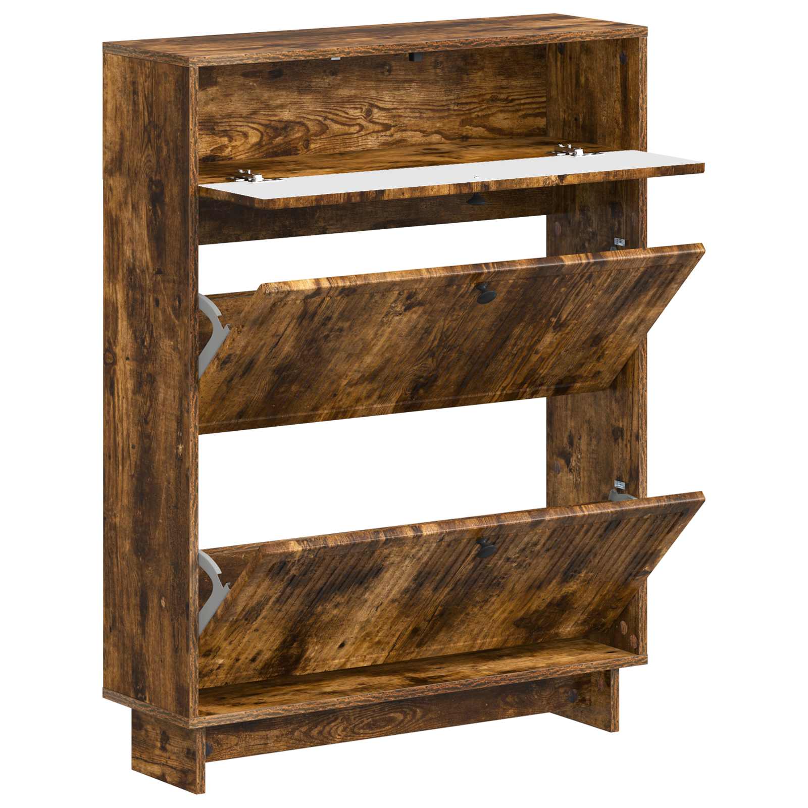 vidaXL Shoe Cabinet EDE 78 x 24 x 103 cm Engineered Wood Smoked Oak 3