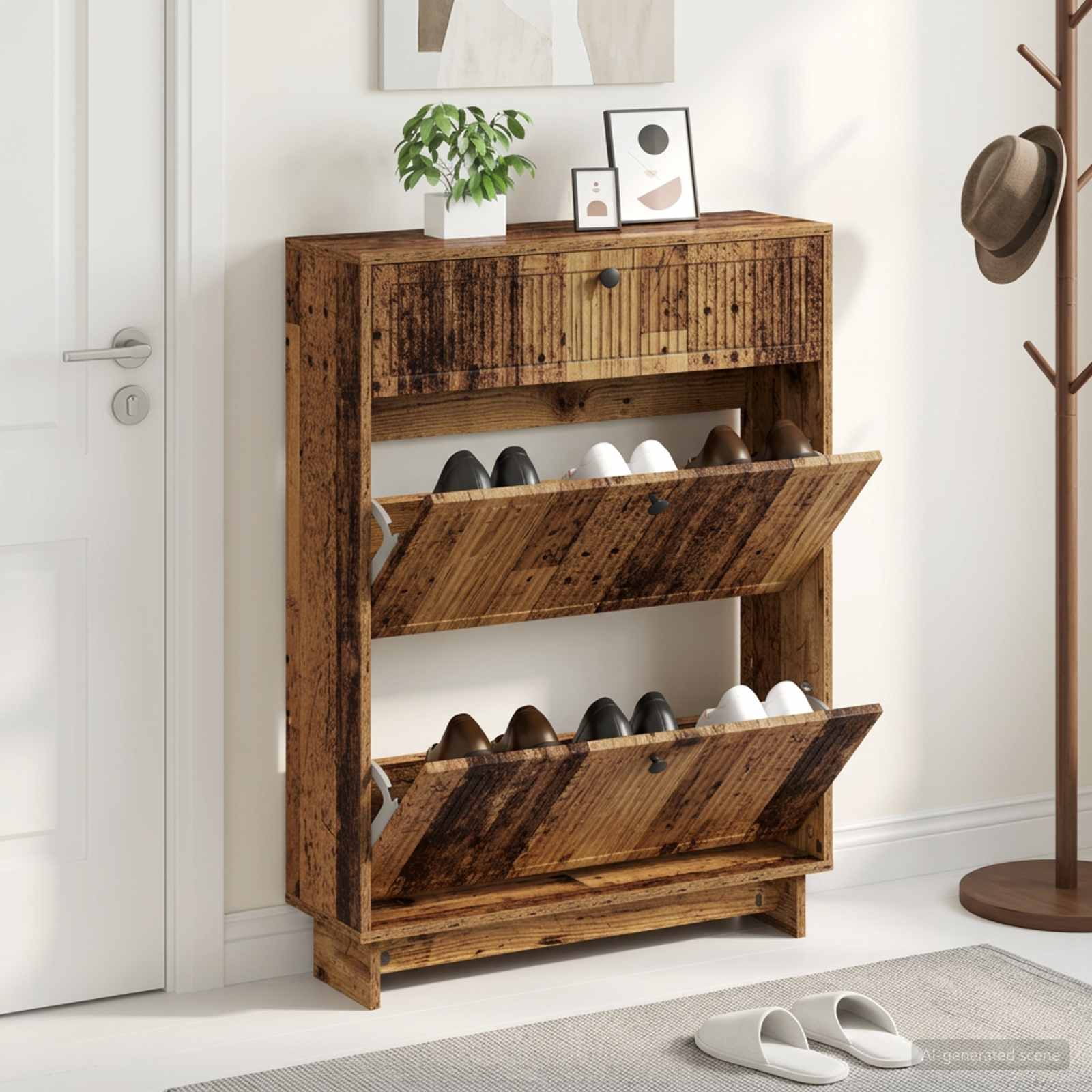 vidaXL Shoe Cabinet EDE 78 x 24 x 103 cm Engineered Wood Old Wood 1