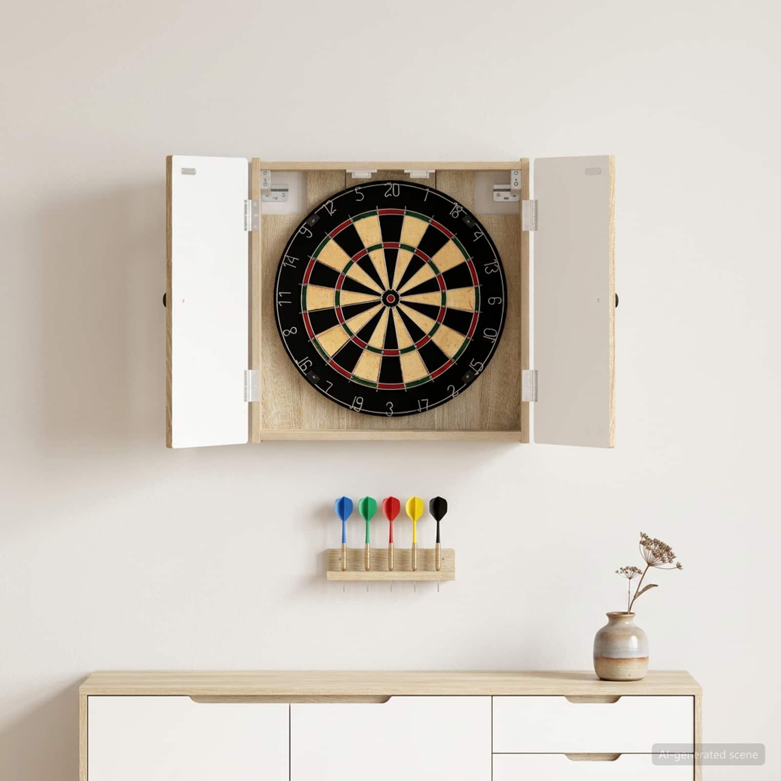 vidaXL Dartboard Cabinet BREDA Sonoma Oak 52.5 x 10.5 x 53.5 cm 1