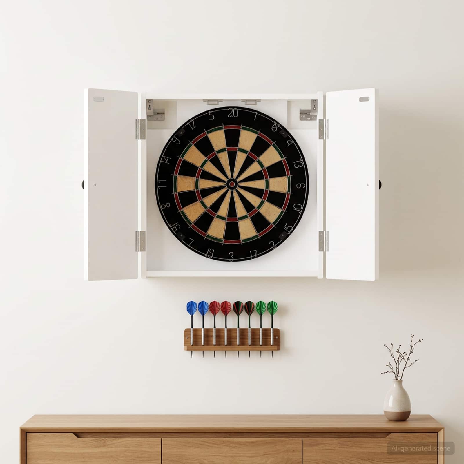 vidaXL Dartboard Cabinet BREDA High Gloss White 52.5 x 10.5 x 53.5 cm 1