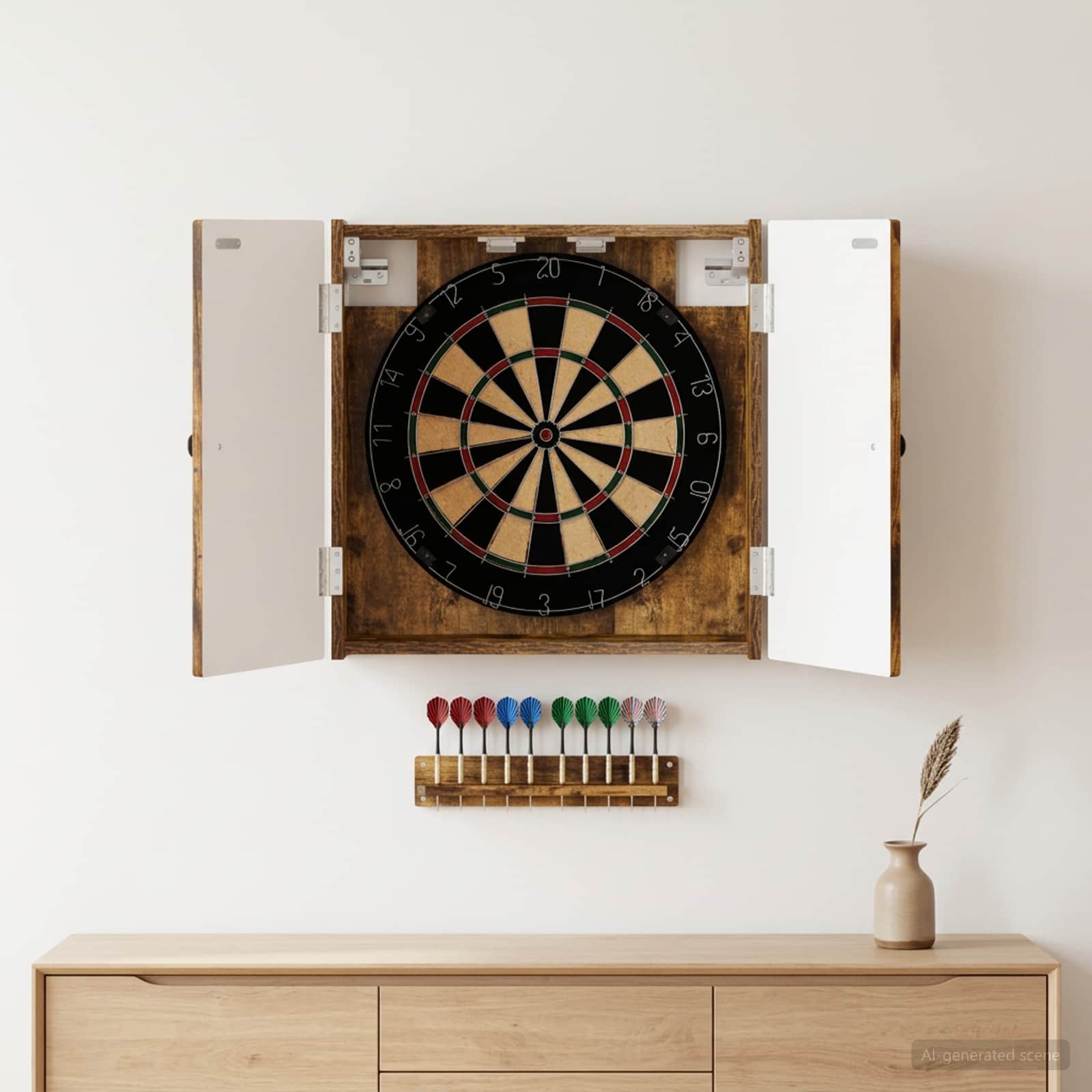 vidaXL Dartboard Cabinet BREDA Smoked Oak 52.5 x 10.5 x 53.5 cm 1